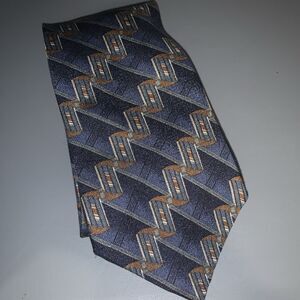 Retro JOHN HENRY‎ Silk Tie Necktie Mens Blue/Green Geometric Italy/USA 4"x58"